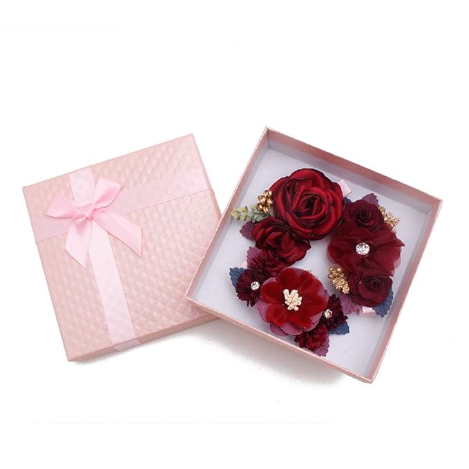 Flower Hair Clips Set-Cherrboll 3pcs Floral Hair Bow Accessories for Baby Girl Toddles Teen Gifts