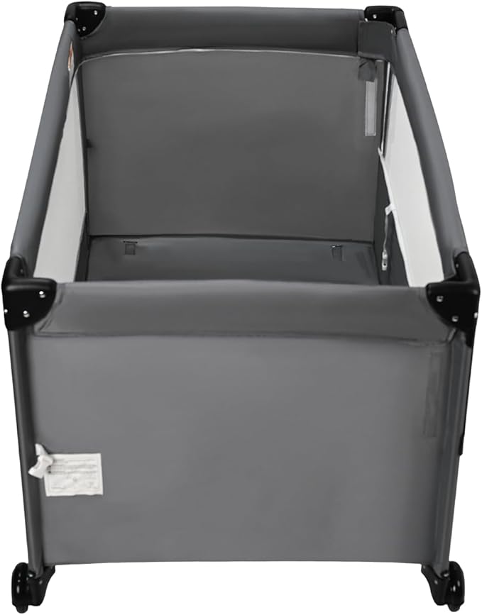 MTWML Portable Baby Bassinet,3 in1 Bedside Crib and Baby Playard & Changing Table with Wheel,1-Second Setup Foldable Playpen with Travel Bag Mosquito Net for Newborn Toddler (DeepGrey)