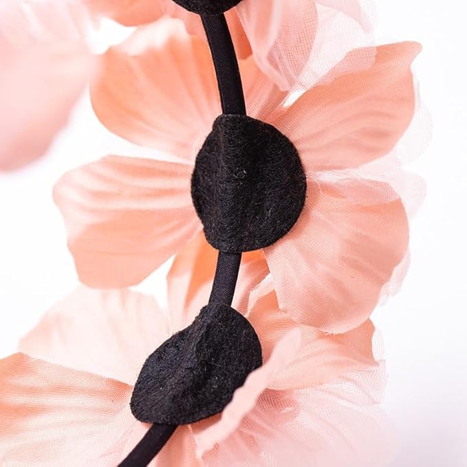Bethynas Baby Girls Flower Cluster Headband Soft Lace Cloth Floral Head Wear for Wedding Party Cute Flower Hair Band for Toddlers Flower Girls (Pink)