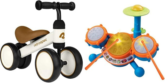 Retrospec Cricket Baby Walker Balance Bike with 4 Wheels for Ages 12-24 months - Toddler Bicycle Toy for 1 Year Old’s - Ride On Toys for Boys and Girls