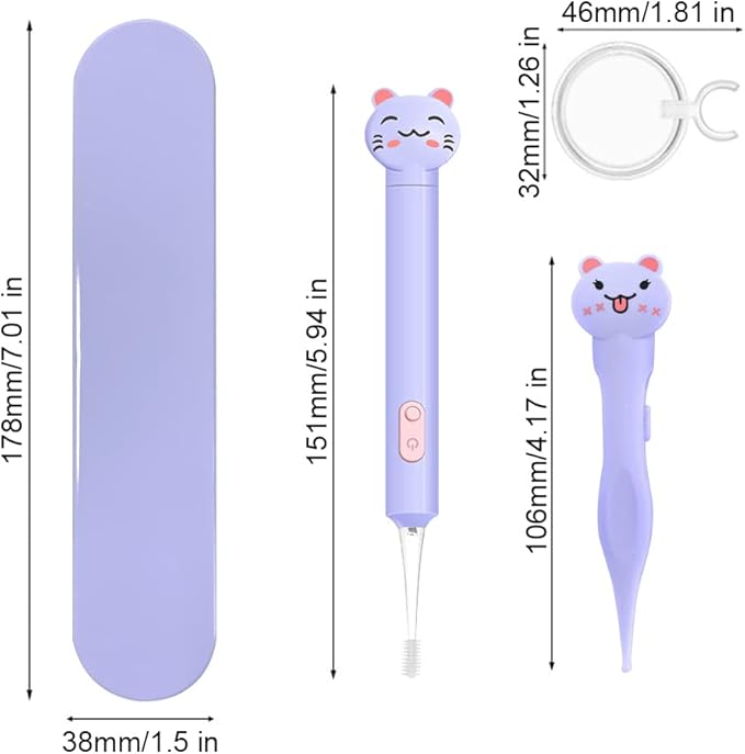 2 Pack Baby Nose and Ear Cleaner, Nasal Booger and Ear Wax Removal Tool Nose Cleaner Tweezers with Light for Newborns Infants Adult Safely Clean Baby's Boogers Ear Wax Baby Must Have Items(Purple)