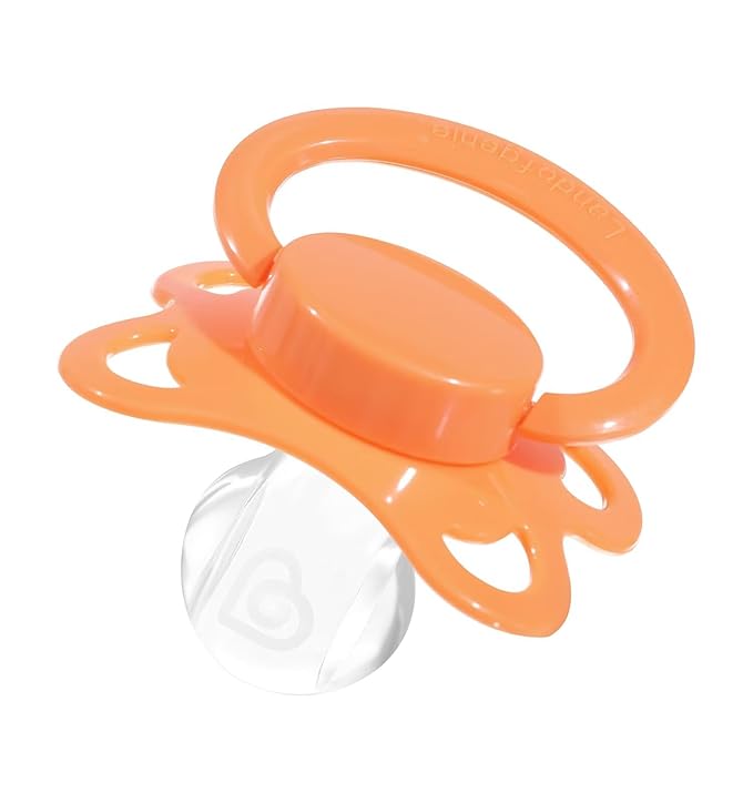 Landofgenie Large Shield Adult Size Pacifiers Set Moon Shaped Cutie Pacifier 3 Pack - Red+Orange+Pink