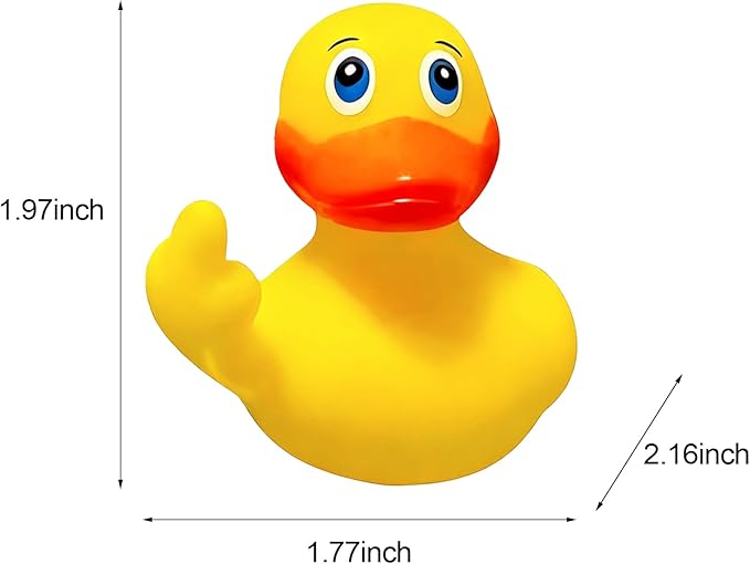 3pcs Rubber Ducks Mini Ducks for Kids Baby Shower Decorations Birthday Party Favors Gift Classroom Bathroom Car Dashboard Decorations (Middle Finger Duck)