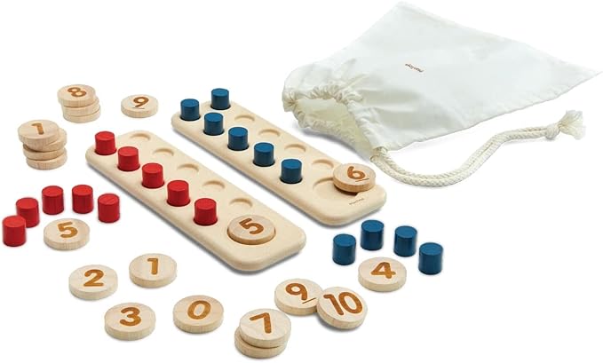 PlanToys® Wooden Counting Peg Board | Montessori Inspired Math Learning Toy for Counting, Addition & Number Sense | Eco Friendly Educational Toy for Early Arithmetic & Logical Thinking
