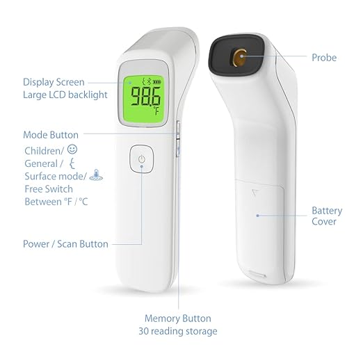 Uright Wireless Forehead Thermometer, Non-Contact Digital Thermometer for Adult, Baby and Children