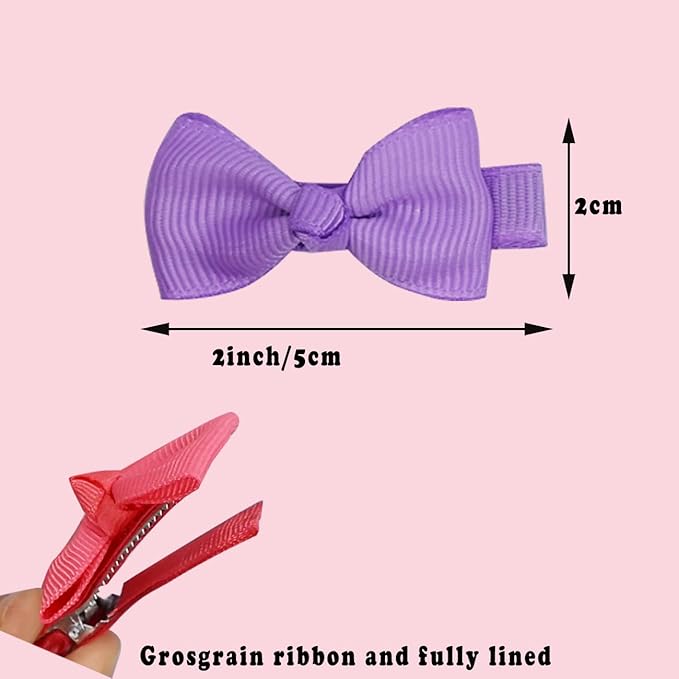 Baby Hair Bows Clips for Girls 2" Fully Lined Hair Clips Grosgrain Ribbon Alligator Clips Bows for Baby Girls Infants Toddlers 40pcs