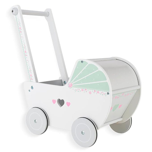 WOODENFUN Wooden Baby Push Walker for 1 Year Old and up, Toddler Shopping Cart Push Toys for Boys Girls