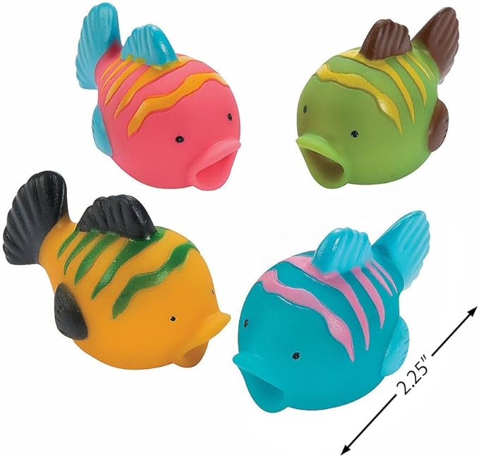Fun Express Fish Squirt Toys Bulk Set of 12 - Bath Toys for Kids Ages 1-3 & Toddlers 2-4 | Pool Toys & Party Favors for Kids Birthday | Sea Animal Water Toys for Summer Pool Party Games & Prizes