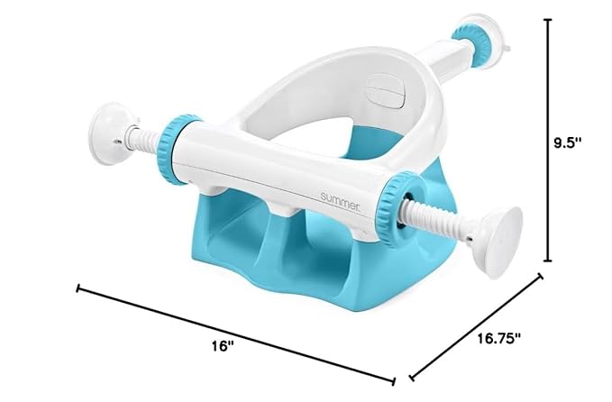 Ingenuity My Bath Seat for Sit-Up Baby Bathing, Sure & Secure Suction Cups, ASTM Safety Tested & Approved, Backrest for Assisted Sitting, Easy Setup & Storage, Aqua