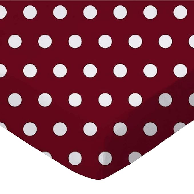 SheetWorld Fitted 100% Cotton Percale Pack N Play Sheet Fits Graco Square Play Yard 36 x 36, Polka Dots Burgundy, Made in USA