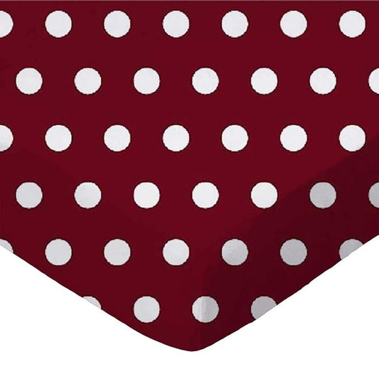 SheetWorld Fitted 100% Cotton Percale Pack N Play Sheet Fits Graco Square Play Yard 36 x 36, Polka Dots Burgundy, Made in USA