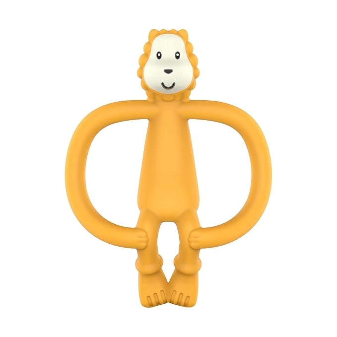 Matchstick Monkey Silicone Teether & Gel Applicator – Silicone Baby Teether, Easy-to-Grip, BPA-Free, Supports Self-Soothing & Early Brushing, 3 Months+, 4 Inches, Ludo Lion