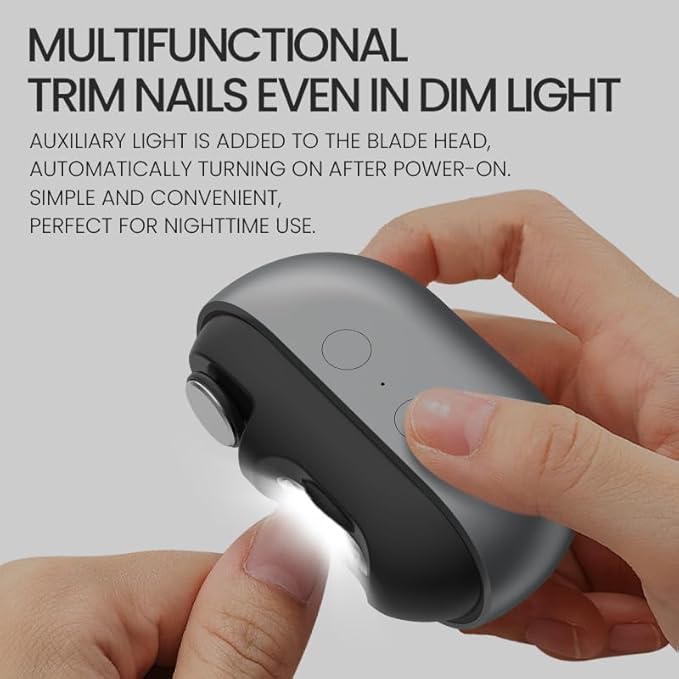 Electric Nail Clipper, Automatic Nail Clipper 2 Speed Settings with LED Light Smart 3-in-1 Nail Trimmer USB Charging Electric Toenail Clippers, for Children, Adults, and the Elderly