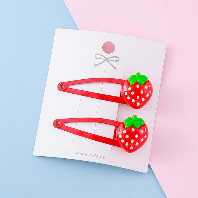 Baby Girls Pink Strawberry Hair Bow Clip Alligator Red Bow Hair Clip for Toddlers Little Girls Kids 2 Pack ZFJ42 (4pcs Red Set)
