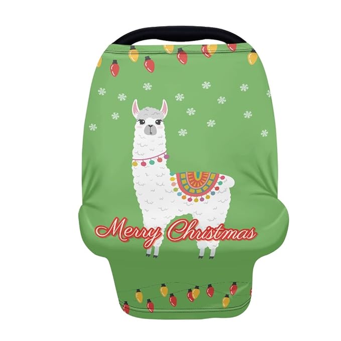 AFPANQZ Funny Alpaca Design Baby Car Seat Covers Multifunctional Infant Car Seat Canopy Cozy Nursing Breastfeeding Covers Baby' Car Seat Scarf Shield Breathable 360 Coverage for Babies Xmas