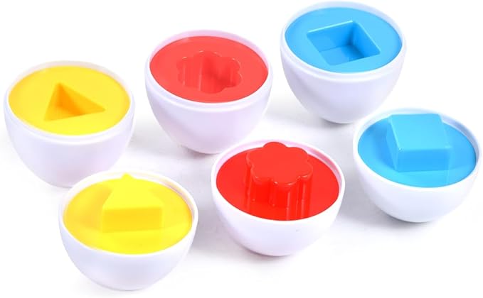 Hhyn Color Shape Matching Eggs for Toddlers, Preschool Learning Educational Sorting Easter Eggs Toys Gift Recognition Skills for Kids Boys Girls, 6 Eggs