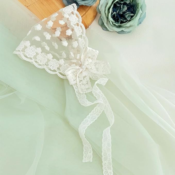 Baby Girls Lacy Bow Headband Soft Breathable Lace Hairband for Toddlers Infant Baptism Christening Beanie Cap Wide Turban Wedding Party Shower Gifts (Style 5)