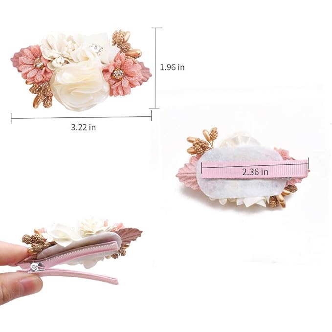 Flower Hair Clips Set-Cherrboll 3pcs Floral Hair Bow Accessories for Baby Girl Toddles Teen Gifts