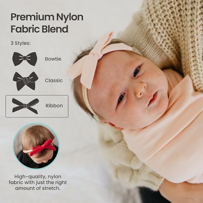 Copper Pearl Baby Bows: Stylish Headbands for Baby Girls, Premium Soft and Stretchy Baby Headbands, Perfect for Newborns, Trendy Designs - Gunnar