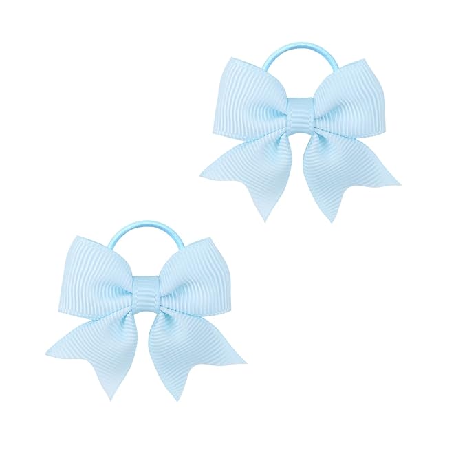 A set of two Cute Bow-shaped Elastic Hair Clips for Children. (light blue)