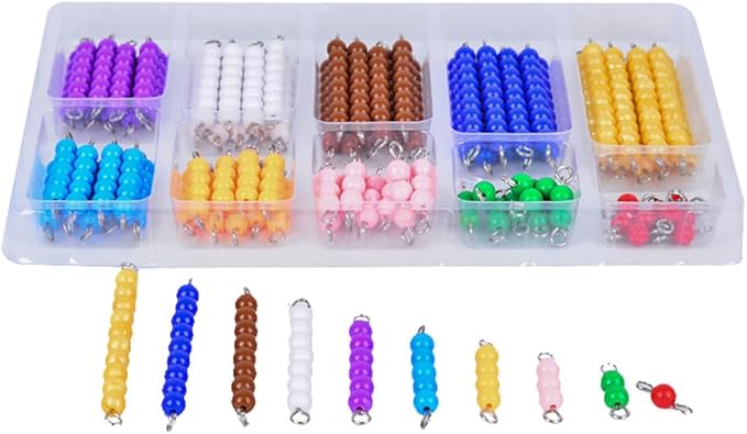 Kghios Montessori Math Toys Material for Toddlers 10 Sets of Colord Bead Chains 1-10 for Early Preschool Learning Toy,1-10 Numeral Cognition Toy