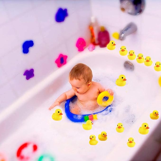 CICITOYWO Yellow Rubber Ducks, 30pcs Preschool Small Bath Toys Bathtub Floating Duckies Gift for Baby Shower Infants Kids Toddler Party Decoration (Small)