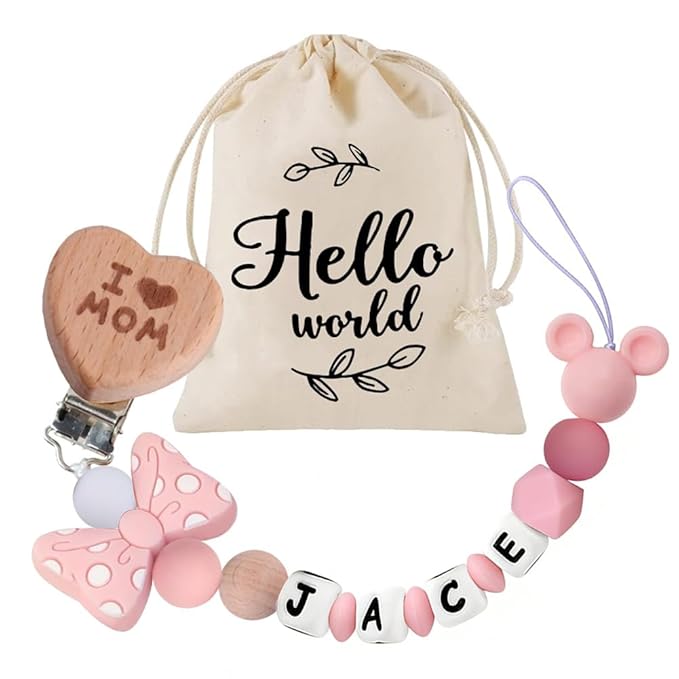 Personalized Pacifier Clip, Custom Silicone Pacifier Holder, Custom Binky Clip, Baby Newborn Gift