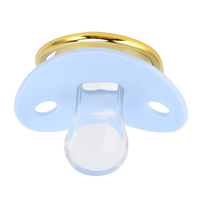 Baby Pacifier Symmetrical One Piece Design Nipple Shape Helps Promote Oral Development Ultra Light Soft Bling Silicone Newborn Pacifier for 6 to 18 Months Infant (Blue)