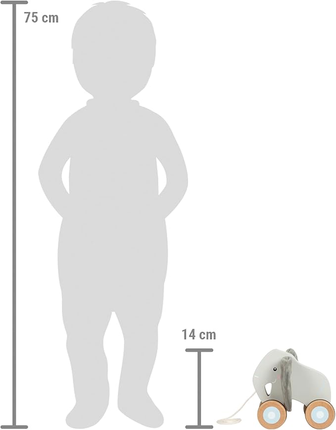 Small Foot trekolifant de Madera Con Orejas crujientes, Juguetes de tracción Con Ruedas de Goma, promotes la motricidad y el Aprendizaje a Caminar, Para niños a From 1 year, 12624
