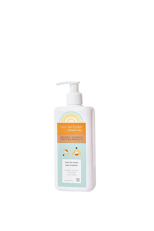 Iva Natura Organic Sensitive Fennel Baby Shampoo Enriched with Chamomile Extracts | Paraben Free, Hypoallergenic Baby wash and Shampoo | Gentle for Baby Shampoo and Body Wash 11.83 fl oz