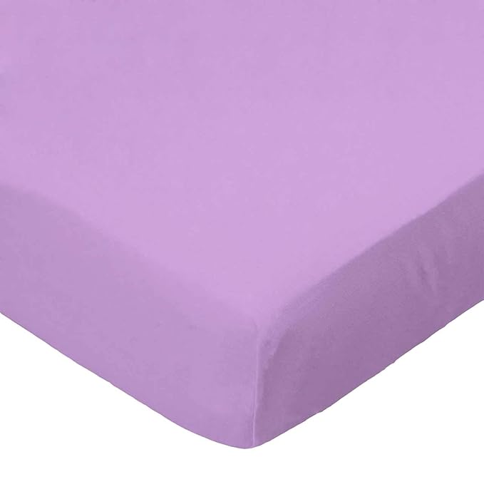 SheetWorld Fitted 100% Cotton Percale Pack N Play Sheet Fits Graco 27 x 39, Solid Lilac Woven, Made in USA