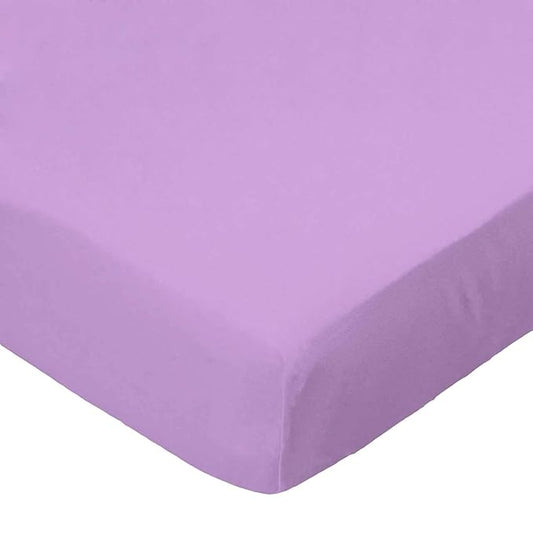 SheetWorld Fitted 100% Cotton Percale Pack N Play Sheet Fits Graco 27 x 39, Solid Lilac Woven, Made in USA