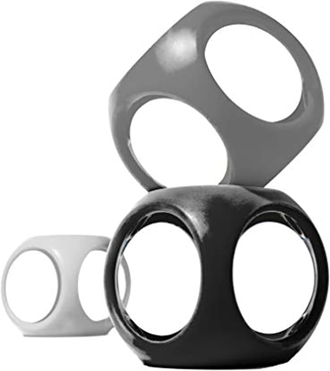 MOLUK Oibo 3-Piece Set - Monochrome | Sensory Stacking Toy, Gripping Ball, and Teether | 100% Silicone Baby Toy for 0+ Months (White, Dark Grey, Black)