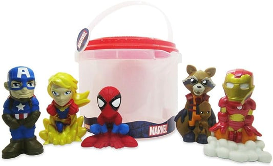 Disney Store Official Avengers Bath Toys Set - Includes 5 Detailed Toys with a Straining Storage Bucket - Bath Time Fun and Water Play Set for Kids