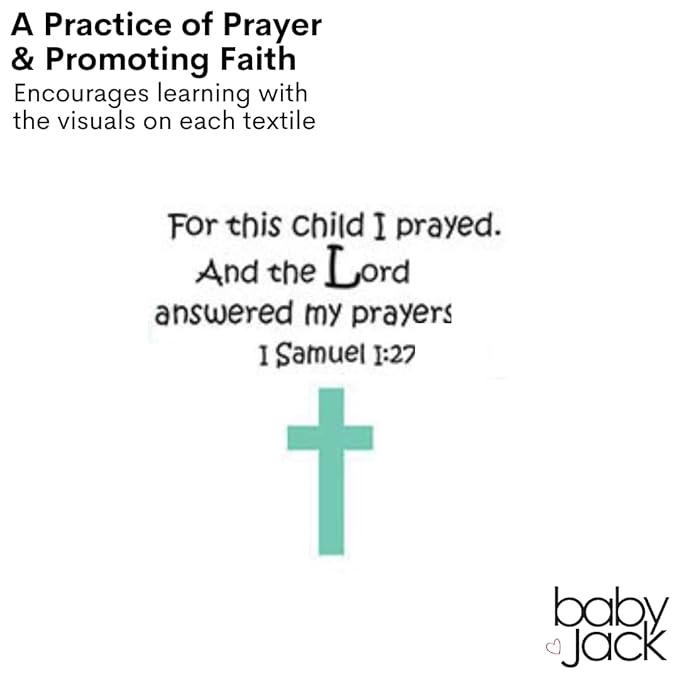 Baby Jack & Co. for This Child I Have Prayed Bible Verse Prayer Biblical Baptism Sensory Crinkle Tag Toy, Security & Teething Soothing Learning Lovey for Babies, 8”X8”