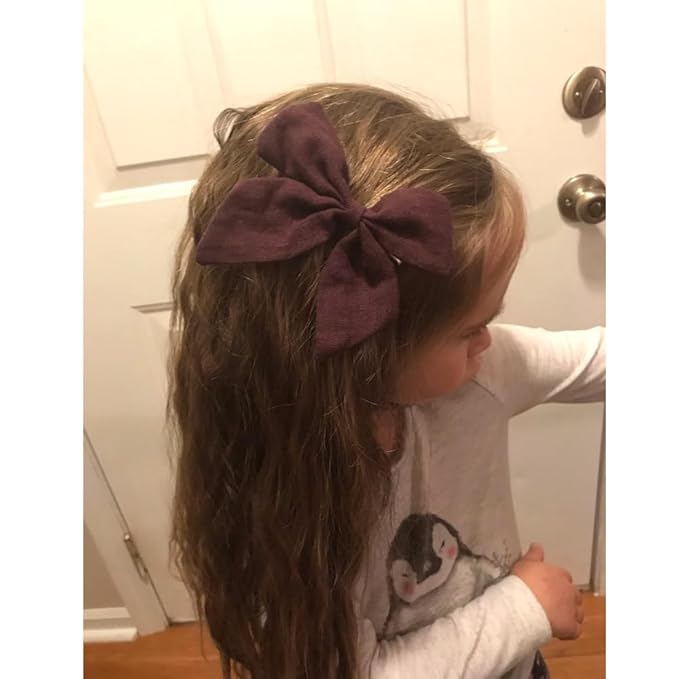 4 PCS Sailor Bow Hair Clips for Kids Girls Women Linen cotton Hair Bow Alligator Clips Baby Toddler Girl Mom Hair Accessories (Navy/Wine)