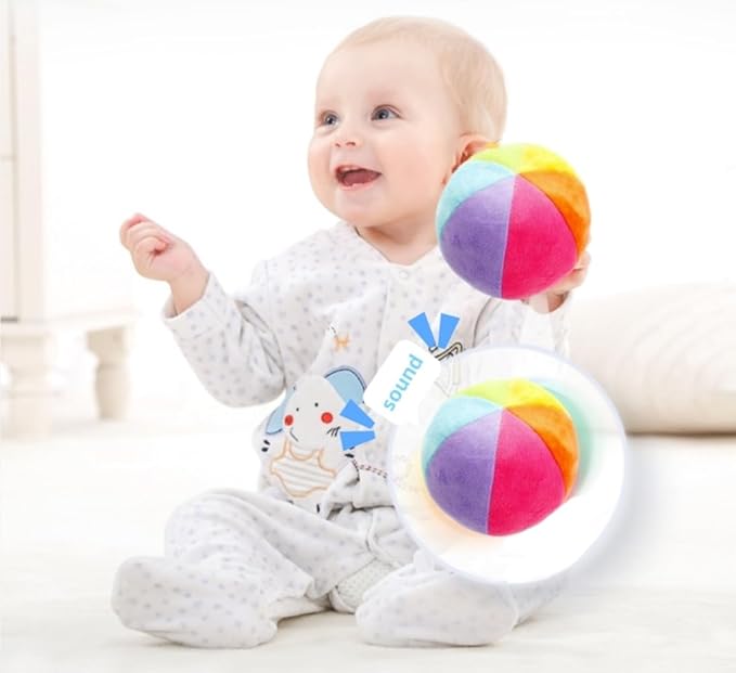 ZaH Baby Balls Rainbow Rattle Toy Small Colorful Plush Ball for Newborn Infant Toddler (Toys for 0 to 36 Months)