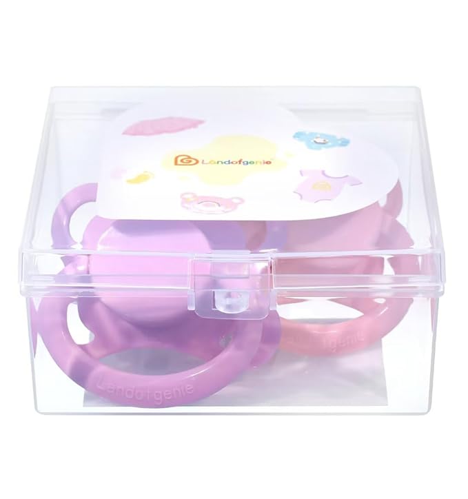 Landofgenie Large Shield Adult Size Pacifiers Set Moon Shaped Cutie Pacifier 3 Pack - Black+Pink+Purple