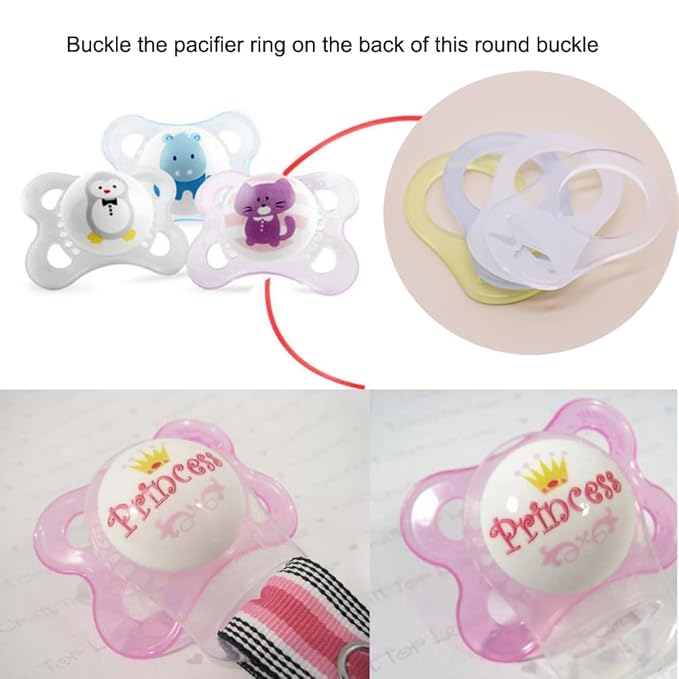 4Pcs Pacifier Adapter Rings Silicone Rings for Pacifier Clip Button Soother Dummy Pacifiers Holder Paci Clips Newborn Gift for Baby (Boy's Color)