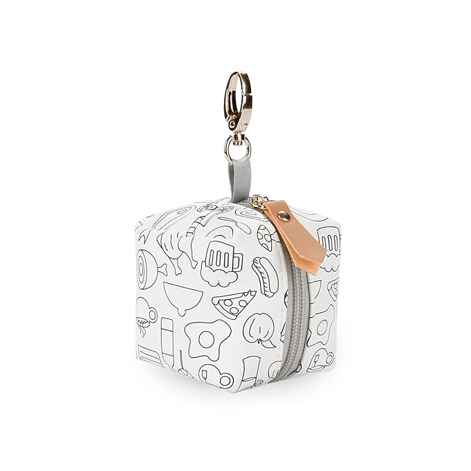 MOMIGO Pacifier Case Bag - Pacifier Holder with Clip for Diaper Bag Stroller Purse Charm, Holds 2 Pacifiers Outdoor Travel (Line)