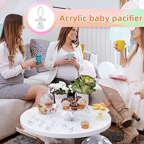 50 Pieces 2.75 Inch Baby Pacifier Baby Shower Plastic Pacifier for Baby Shower Pacifier, Baby Shower Gender Show Party Decoration DIY Baby Shower Birthday Party Gift (Clear)