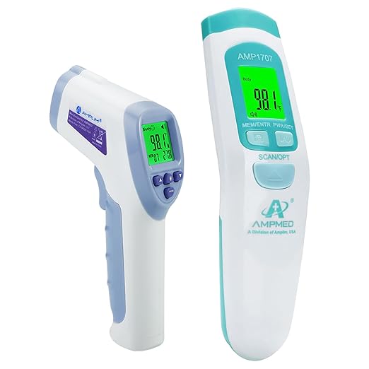 Amplim Deluxe No Touch Forehead Thermometer for Babies and Adults | Bundle Pack