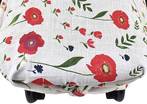 Carseat Canopy, Lightweight Breathable Cotton Muslin Canopy, Baby Car Seat Cover and Stroller Cover, Wind Proof Sun Protection Cover for Baby Girls and Boys(Yellow)