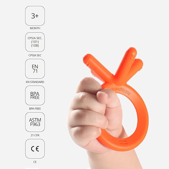 Comotomo Silicone Baby Teether, Orange (Pack of 2)