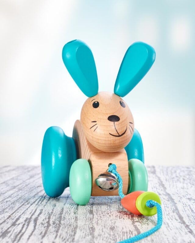 Selecta 62100 Henny Hoppel Pull Along Rabbit Wooden Push and Pull Toy 13 cm