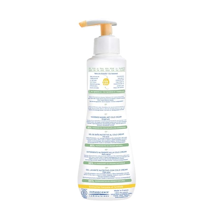 Mustela Baby Nourishing Cleansing Gel – Hair & Body Wash for Dry Skin - with Natural Avocado, Cold Cream & Beeswax - 10.14 fl. oz.