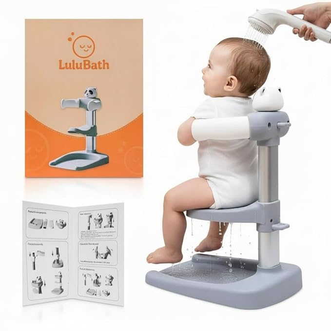 Baby Shower Stand with Built-in Seat | Baby Bath Stand Height-Adjustable Washing Stand for Toddlers | Soporte para Bañera con Asiento