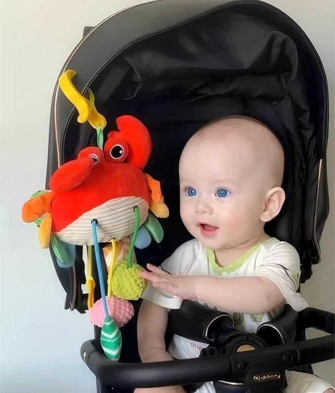 Car Seat & Stroller Toys for Babies 0-12 Months, Crab Infant Stroller Hanging Toys for Boys Girls