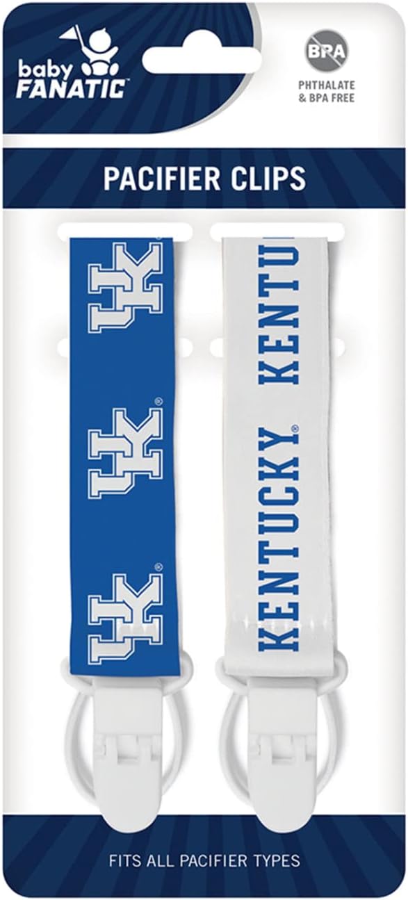 Baby Fanatic Officially Licensed Unisex Pacifier Clip 2-Pack - NCAA Kentucky Wildcats - Officially Licensed Baby Apparel