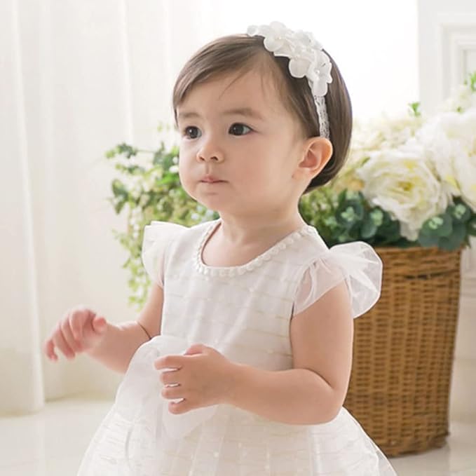 Lace Flower Bow-knot Baby Girls Headband Birthday Infant Wrap Elastic Baby Turban Hairband for Newborn Infant Toddler Kids (Style 6)